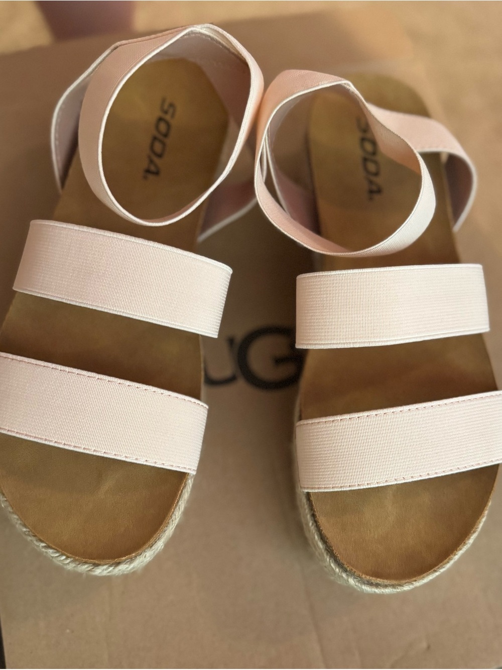 Soda Blush Elastic Strap Platform Sandals